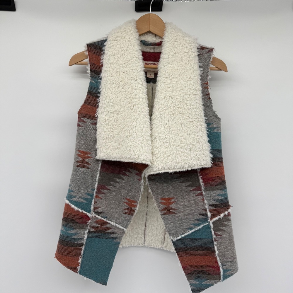 Vintage Y2K Southwestern Fleece Vest Small Festival Boho Layer‎ Western